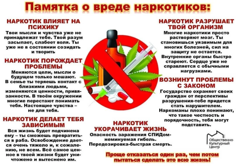 О вреде наркотиков.